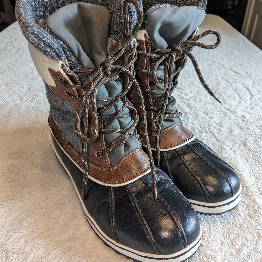 DREAM PAIRS Mid Calf Waterproof Winter Snow ❄️ Boots size 9 black grey brown